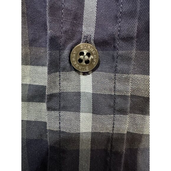 Burberry London Shirt Mens Large Blue Plaid Button Down Long Sleeve - Picture 2 of 7
